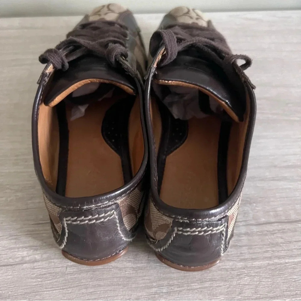 Coach SUEE Signature Brown Leather & Canvas Fashion Sneakers Size 8 - Picture 6 of 10